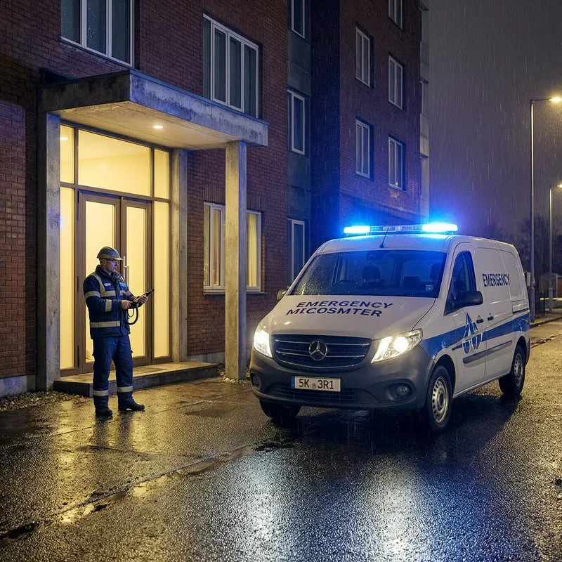 Professional locksmith working on apartment door in Wolfsburg city centre