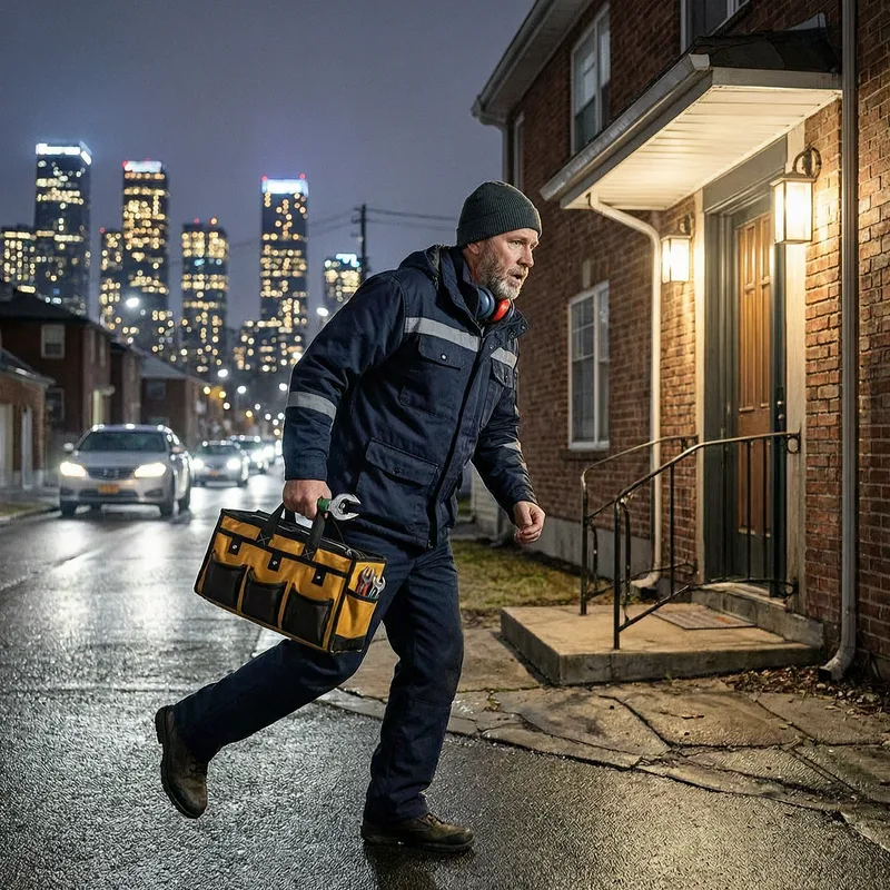 Professional locksmith working on apartment door lock in Augsburg