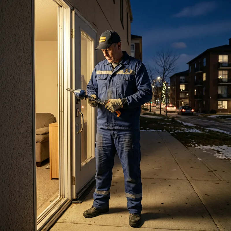 Professional locksmith working on emergency door access in Wolfenbüttel apartment
