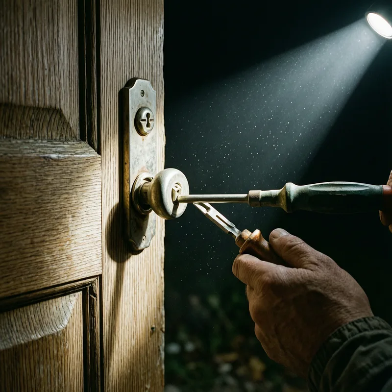 Close-up of precision lock and key work by certified locksmith