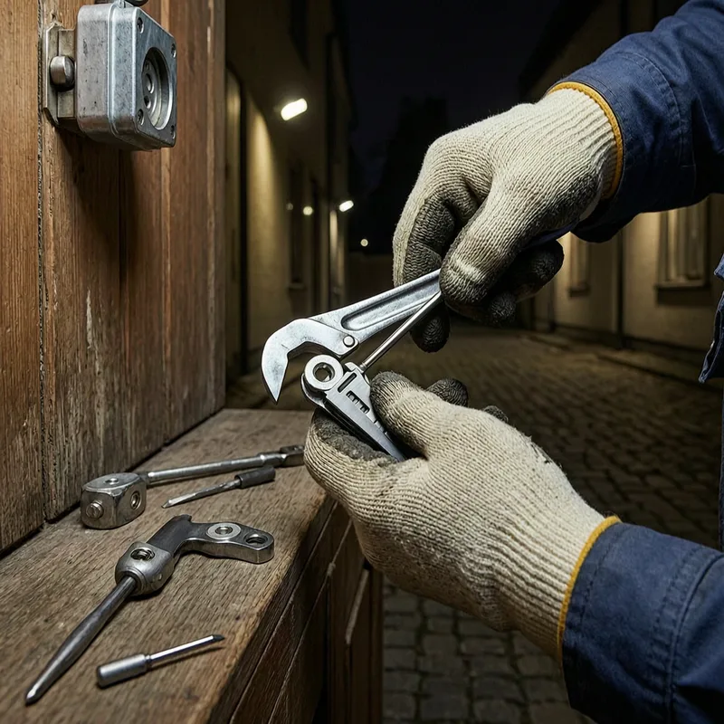 Close-up of high-security lock mechanism and modern key