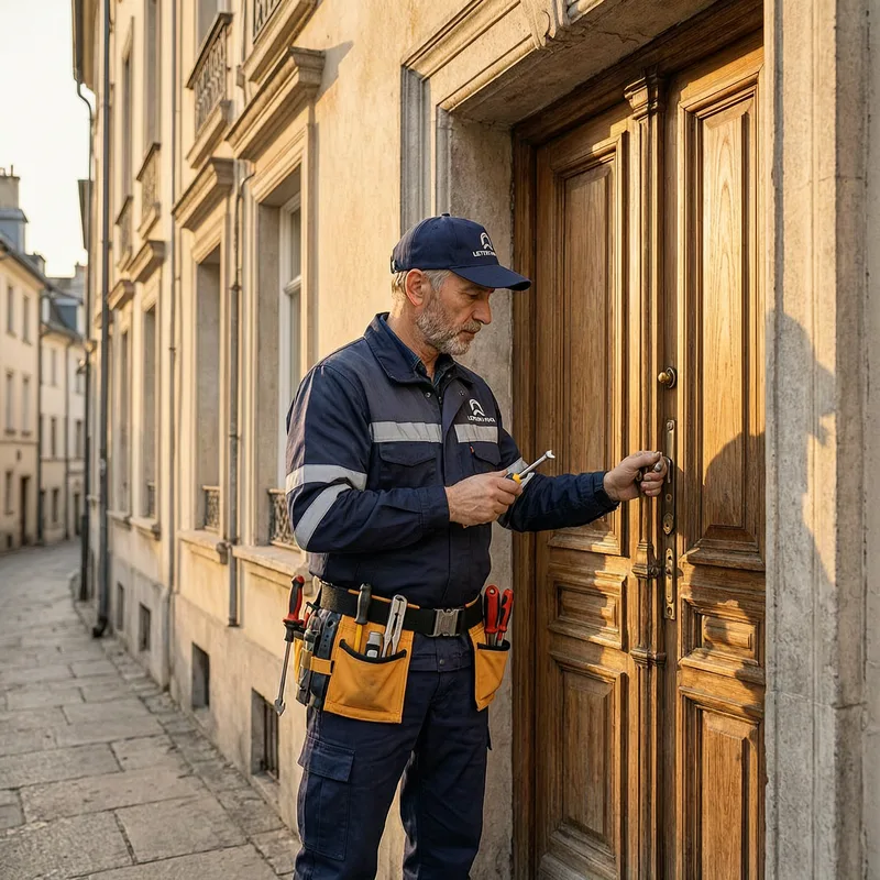 Professional locksmith working on apartment door lock in Wolfsburg