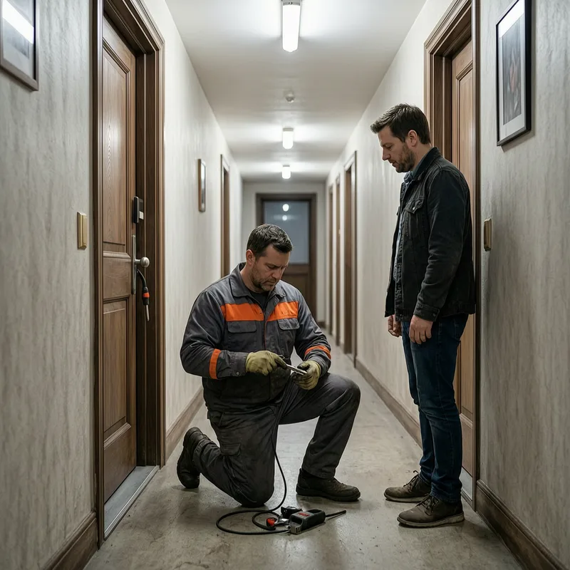 Locksmith assisting English-speaking expat with emergency door access in Gießen