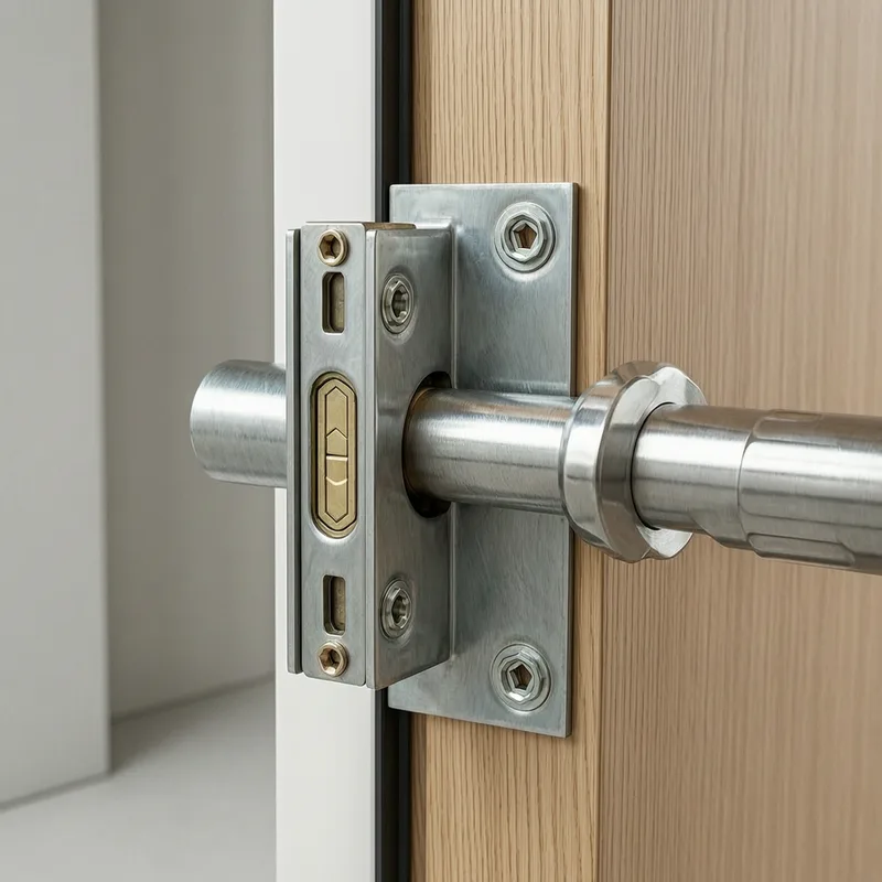 Close-up of a new DIN-certified cylinder lock being installed into a Berlin apartment door frame