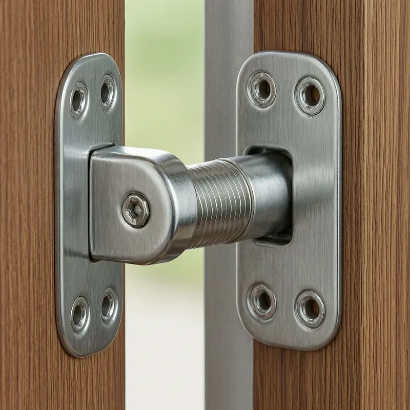 Close-up of a new DIN-certified lock being installed in a residential door frame
