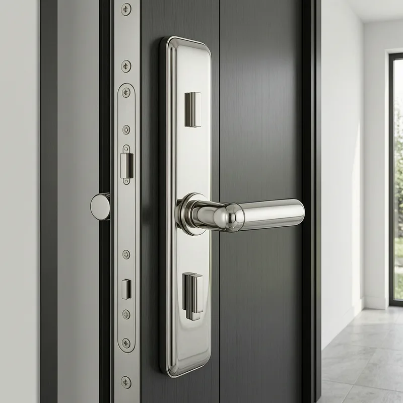 High-security RC3-class lock mechanism showing German safety certification details