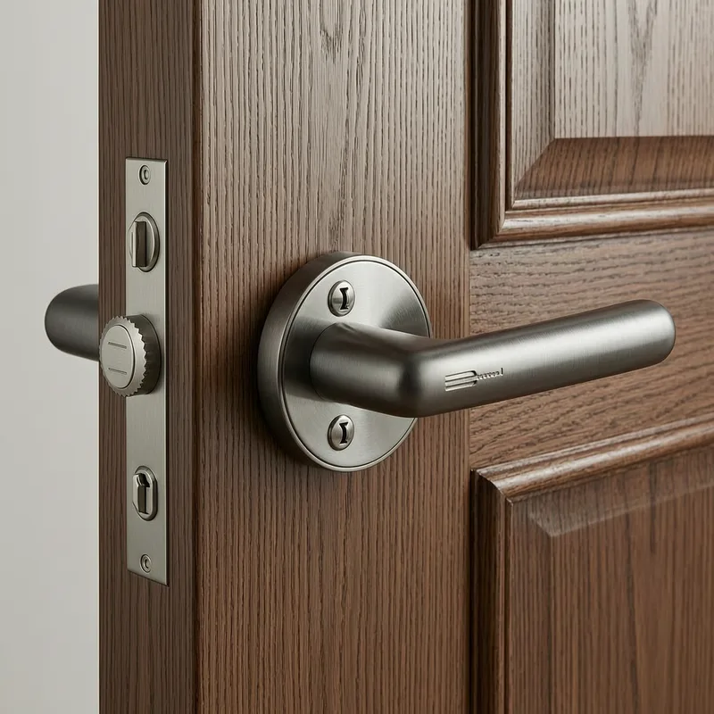 Close-up of new DIN-standard security lock with certification marks