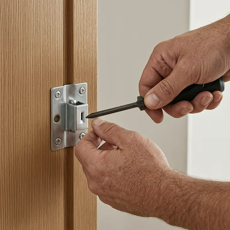 Close-up of German DIN-certified lock cylinder and modern key