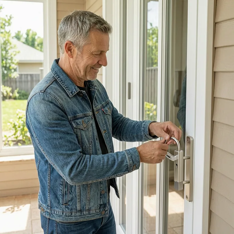 Locksmith assisting with apartment door access in residential Schweinfurt building