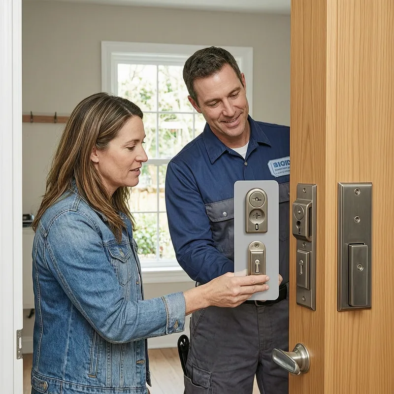 Locksmith providing emergency access to residential door in Leipzig