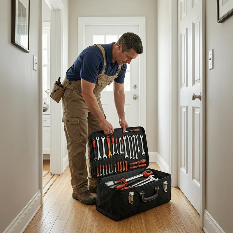 Locksmith assisting with emergency door access in Lörrach residential area