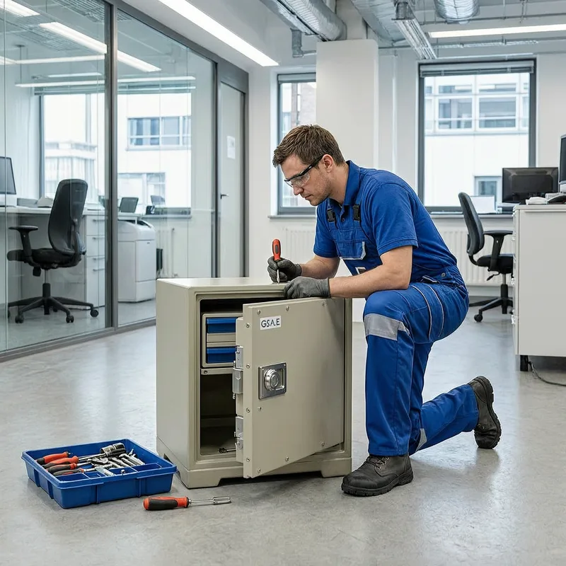 Professional locksmith opening a safe in Leipzig home with specialised tools