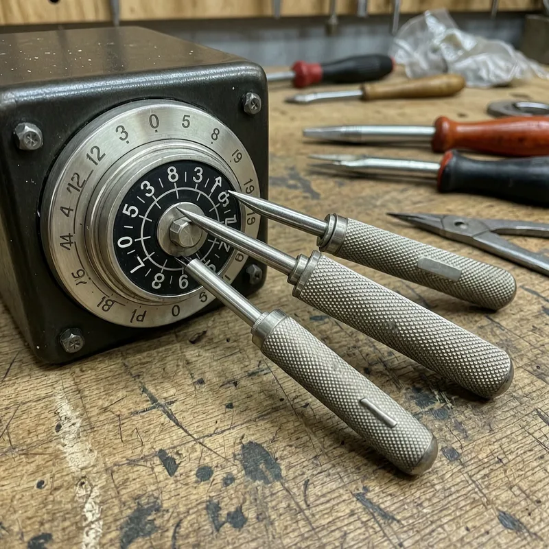 Locksmith technician using non-destructive methods to open a residential safe