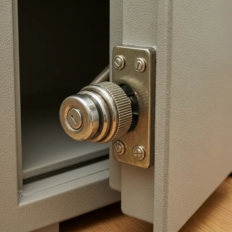 Certified technician working carefully on a mechanical safe lock mechanism in Augsburg